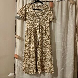 Madewell Mustard Floral Midi Dress